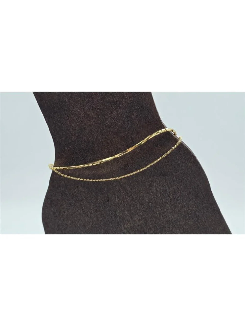 Napier Gold Tone Double Strand Faceted Herringbone S Link Bracelet 7” Vintage
